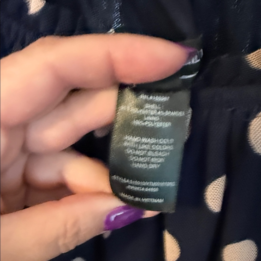 Kate And Lily Navy Polka Dot Midi Dress with Sheer Short Sleeves 6P - Picture 4 of 9